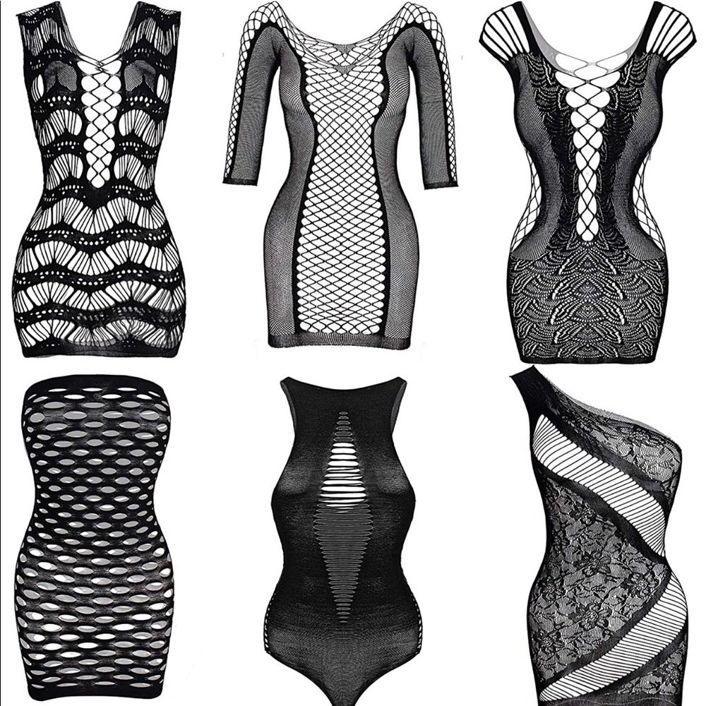 NEW MESH LINGERIE FISHNET BABYDOLL MINI DRESS - Picture 2 of 2